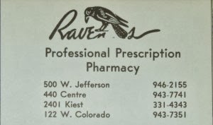 Raven Pharmacies advertisement from the 1972 Sunset High School yearbook