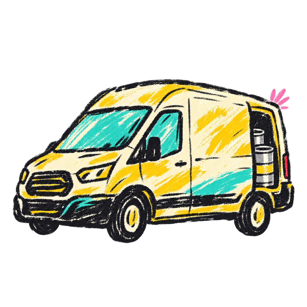 Illustrated Oak Cliff beer delivery van